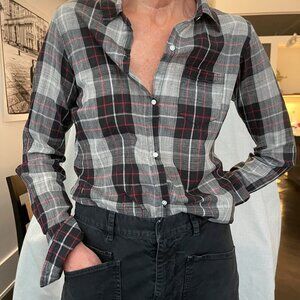 NILI LOTAN COTTON VOILE CHECKED BLOUSE - Sz SM